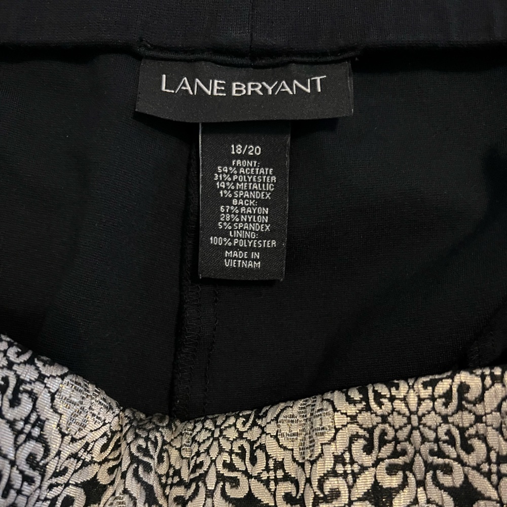 Lane Bryant Black & Gold Metallic Jacquard Ponte Slim Leg Pants size 18/20 - Picture 3 of 12